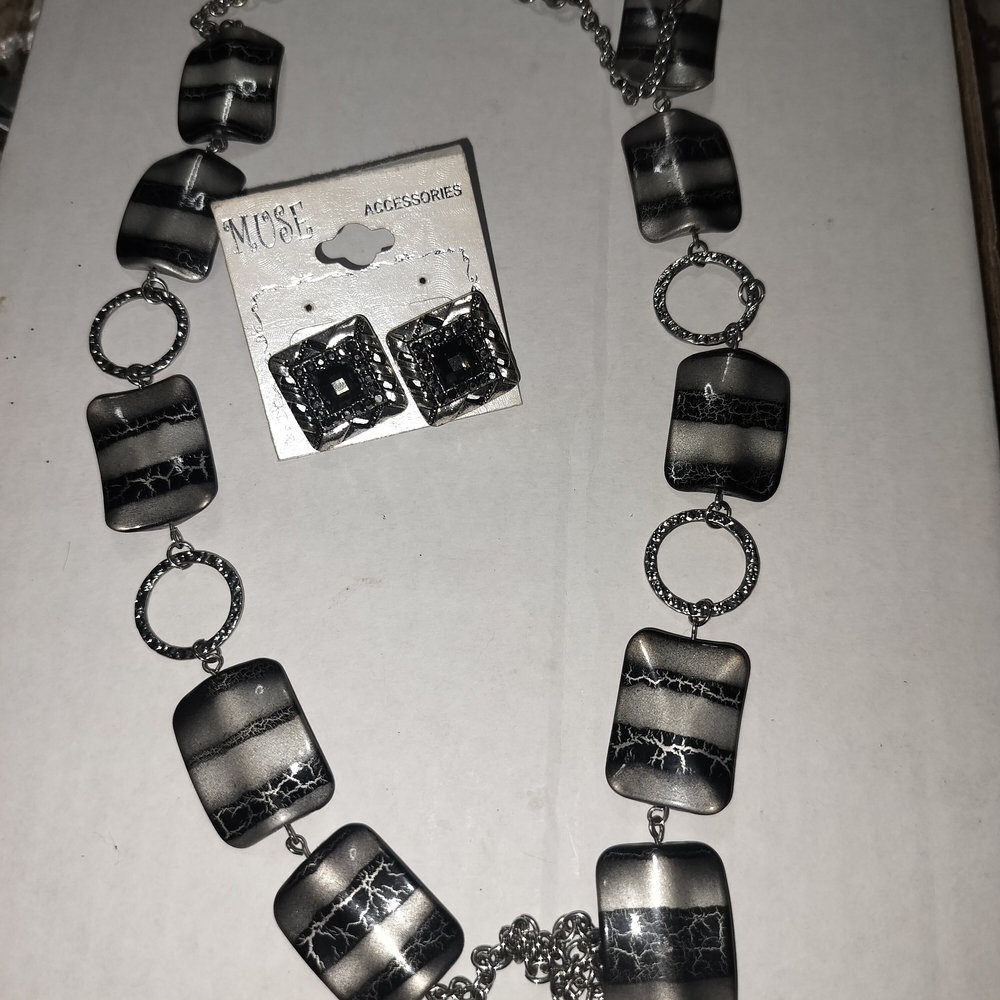 Muse Black and Silver Earrings